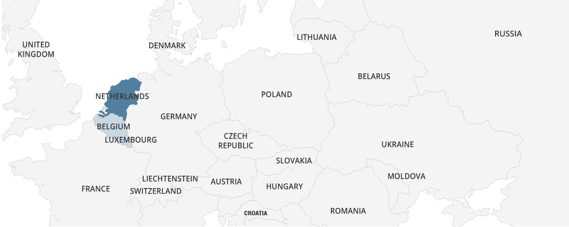 benelux in european map